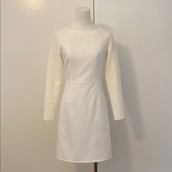 Anthropologie dra Light Cream/ White Long Sleeve Cutout Mini Dress Size Small - Picture 2 of 14